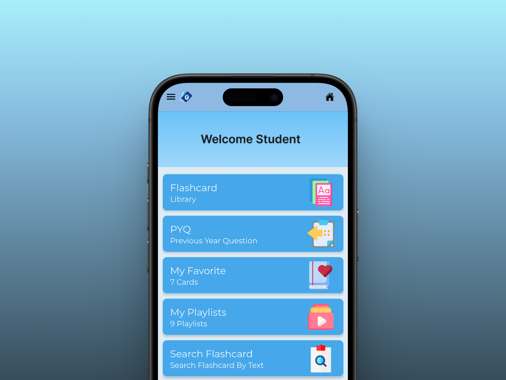 eFlashcard App Interface